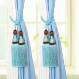 2Pcs/Pair Curtain Brush Tiebacks Tassel Fringe Hanging Belt Balls Curtain Accessories Holderback Tie Backs Lashing Bind