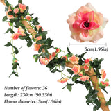 2Pcs Peony Artificial Flowers Silk Rose Ivy flower Vine String 230cm Silk High Simulation Rose Diy home decor Wedding Decoratio