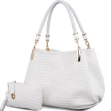 2pc/se Fashion crocodile borse women totes lady handbag+purse/walle carteras mujer large capacity black white shoulder kit