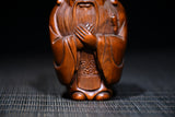 3&quot;Chinese Folk Collection Seikos Small Leaf Boxwood Confucius statue Confucianism Confucius Institute Office Ornaments Town Hous