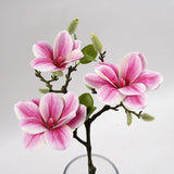 3 Heads/Branch Real Touch Open Magnolia Artificial Flowers for Wedding Home Table Party Decoration Flores Artificiales