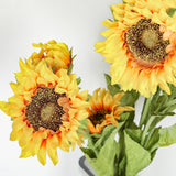 3 Heads Silk Sunflower Artificial Flowers Branch Festival Decor for Home  Wedding Party Garden Decoration