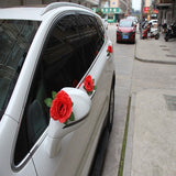 320cm Artificial Bouquet Set Wedding Car Decoration Wedding Silk Organza Wreath Door Wall Decoration Front Flower (Red)