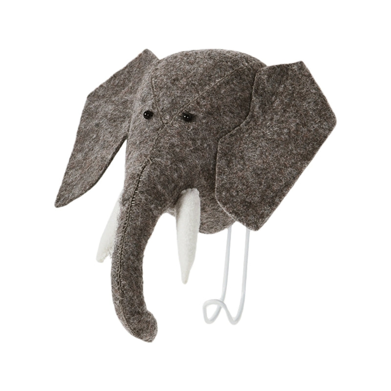 3D Cartoon Animal Head Elephant Wall Hanging Baby Kids Bedroom Decor Toy Gift