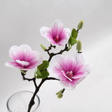 3Heads Open Magnolia flower branch artificial flowers for white wedding decoration room table decor flores artificiales