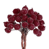 40pcs Artificial Frosted Berries Bouquet Fake Berry Vivid Red Holly Berry Mini Christmas Frosted Flowers Party Decorative