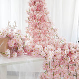 4pc/set 180cm Sakura Cherry Blossom Vine Lvy Wedding Arch Decoration Layout Home Party Rattan Wall Hanging Garland Wreath