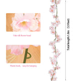 4pc/set 180cm Sakura Cherry Blossom Vine Lvy Wedding Arch Decoration Layout Home Party Rattan Wall Hanging Garland Wreath