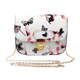 #50 Luxury Fashion Elegan Style Women Butterfly Flower Printing Chains Cross body Bag Handbag Shoulder Bag Tote Messenger Bag