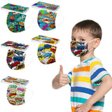 50pc Disposable Kids Mask 3ply Childrens Graffiti Comic Print Face Mask Mondmasker Facemask Halloween Cosplay Mascarillas Masque