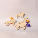 (50pcs/lot) 70mm Blank Wooden Rocking Horse Tags Rustic Wood Christmas Tree Tags , Decoration Laser Cut Birch Wood