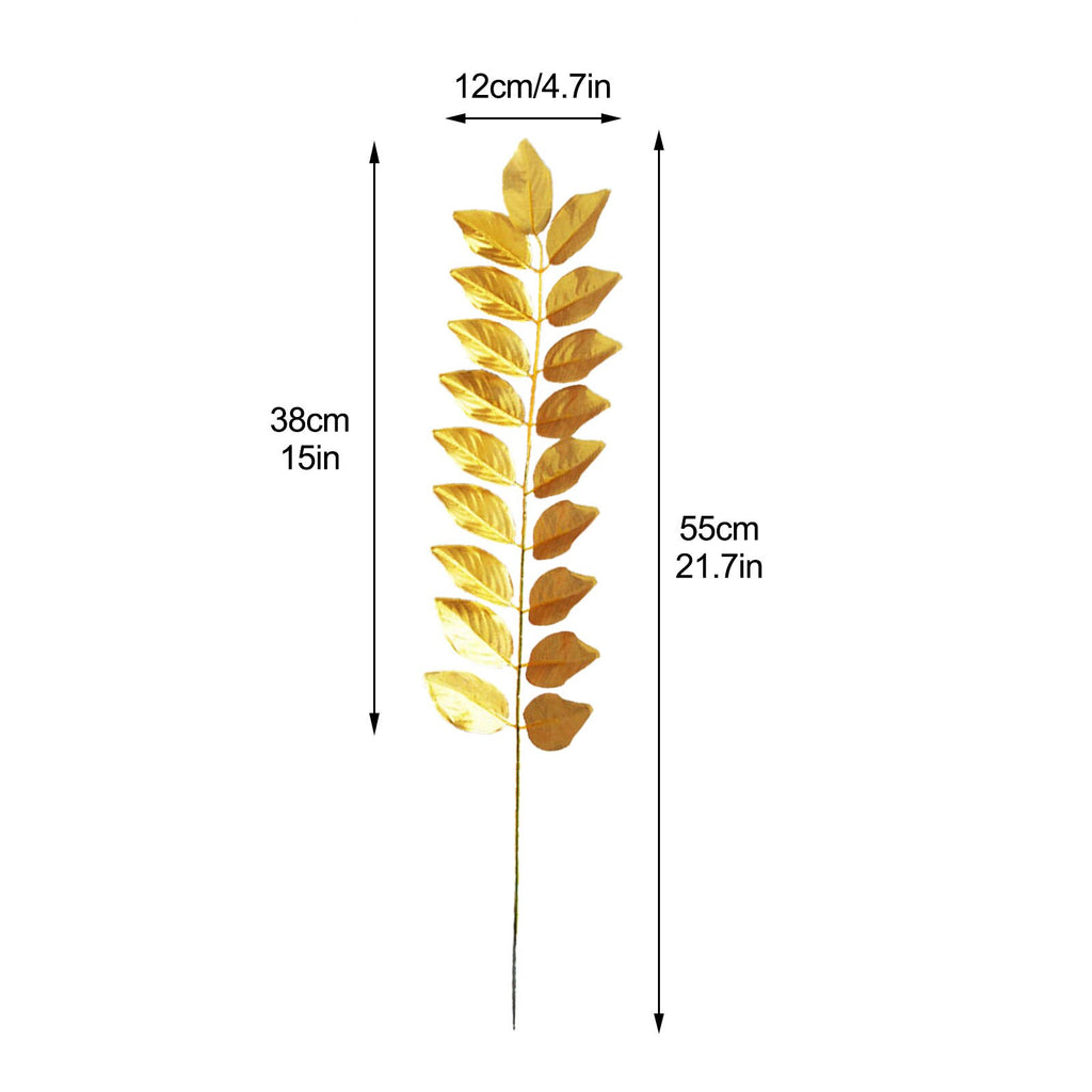 5pcs Gold Artificial Monstera Tropical Plam Tree Leaves Photography Background Fake Plants for Wedding Birthday Party Home Decor
