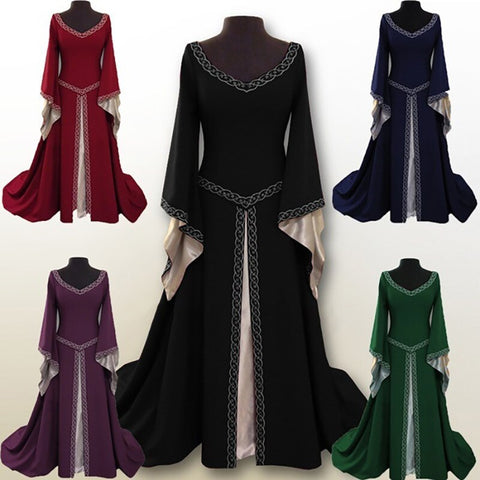 6Color Women 18th Century Medieval Costumes Mid Modern Long Dress for Woman Cosplay European Party Traditional Retro Dresses