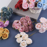 6Pc Artificial Flower  Silk Rose Bouquet DIY Garland Wedding Party Home Decoration Gift Box Scrapbook Party Supplies
