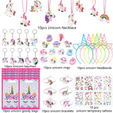 70pcs Unicorn Party Favors Kids Birthday Party Decor Pinata Filler Unicorn Bracelets Stickers Bags Girls Wedding Christmas Gifts
