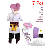 7PCS Anime Hunter X Hunter Machi Komacine Cosplay Costume Pink Wig Halloween Carnival Phantom Troupe Suit for Women