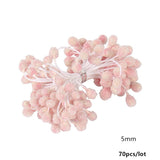 8/10/12/70/90pcs Pink Artificial Flowers Cherry Stamen Berries Bunch DIY Gift Box Wreath Cake Christmas Wedding Decor