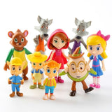 9pcs/lot Goldie and Bear Goldie Figures Three Bears Big Bad Wolf Little Red Riding Hood Tale Forest Friends Toy for Kid Birthday
