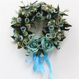 AOXUE  artificial simulation rose wreath door wall hanging garland for family wedding party decoration fake flowers