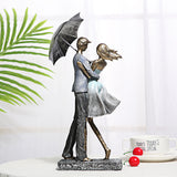 Abstract Metal Umbrella Couple Statue Resin Hug Lovers Sculpture Decor Love Novelty Valentine's Day Handcraft Ornament Present