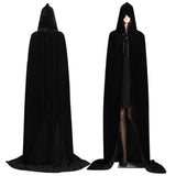 Adult Halloween Velvet Cloak Cape Hooded Medieval Costume Witch Wicca Vampire Halloween Costume Dress Coats 5 Colors