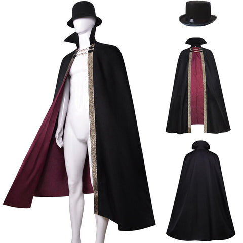 Adult Kids Devil Vampire Baron Cosplay Costume Black Cape Stand Collar Long Cloak Halloween Carnival Party Performance Outfits