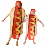 Adult Kids Funny 3D Print Food Sausage Dog Costumes Halloween Men Women One-Piece Anime Suit Carnival Party Cosplay