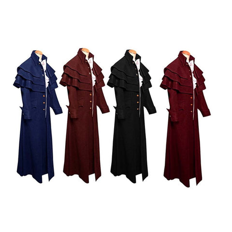 Adult Unisex Halloween Cosplay Medieval Priest Clothing Stand-up Collar Button Coat Stage Uniforms Battle Hero Cosplay Costumes