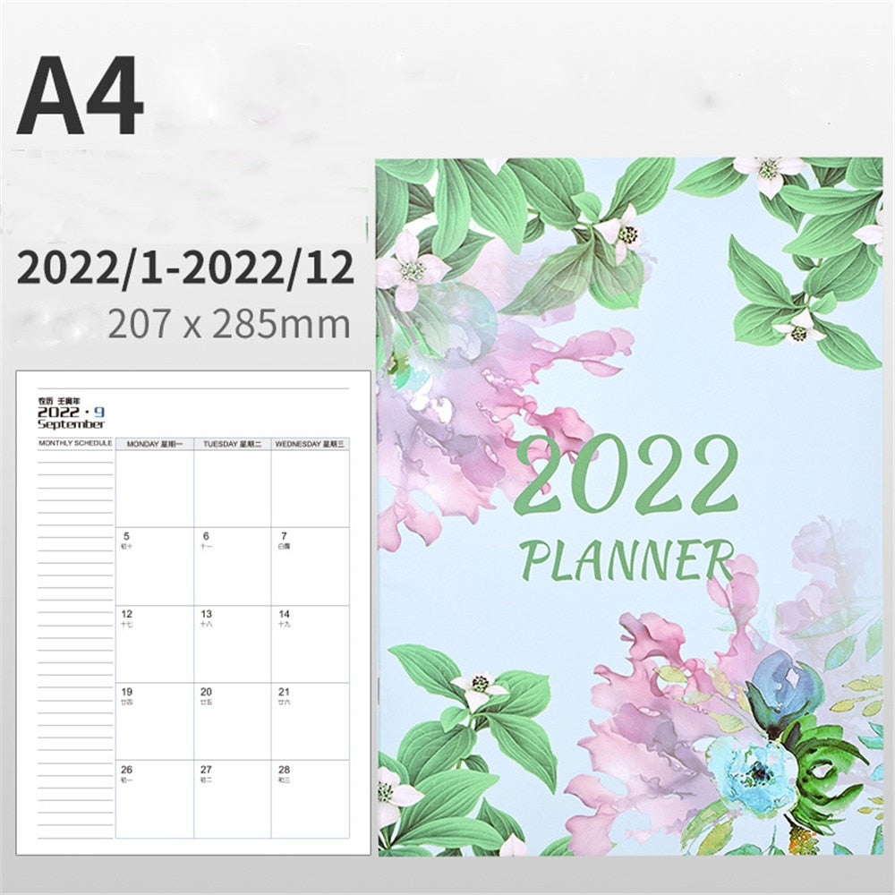 Agenda 2022 Planner Stationery Organizer A4 Notebook Journal Office School Diary Sketchbook Daily Notepad Note Book