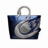 Brand 2018 Swan Women Paten Leather Handbags Large Capacity Shopping Bag Fashion Totes Shoulder Bag B Feminina