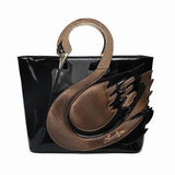 Brand 2018 Swan Women Paten Leather Handbags Large Capacity Shopping Bag Fashion Totes Shoulder Bag B Feminina