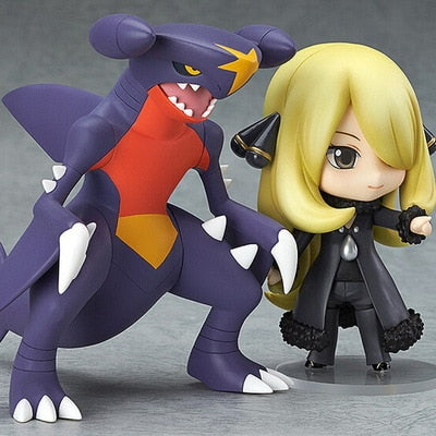 Anime 10cm Cynthia Garchomp PVC Action Figure Toy Q Version Collectible Model