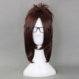 Anime Attack on Titan Hange Zoe Hanji Cosplay Wigs Brown Short Clip Ponytail Heat Resistant Synthetic Hair Cosplay Wig + Wig Cap