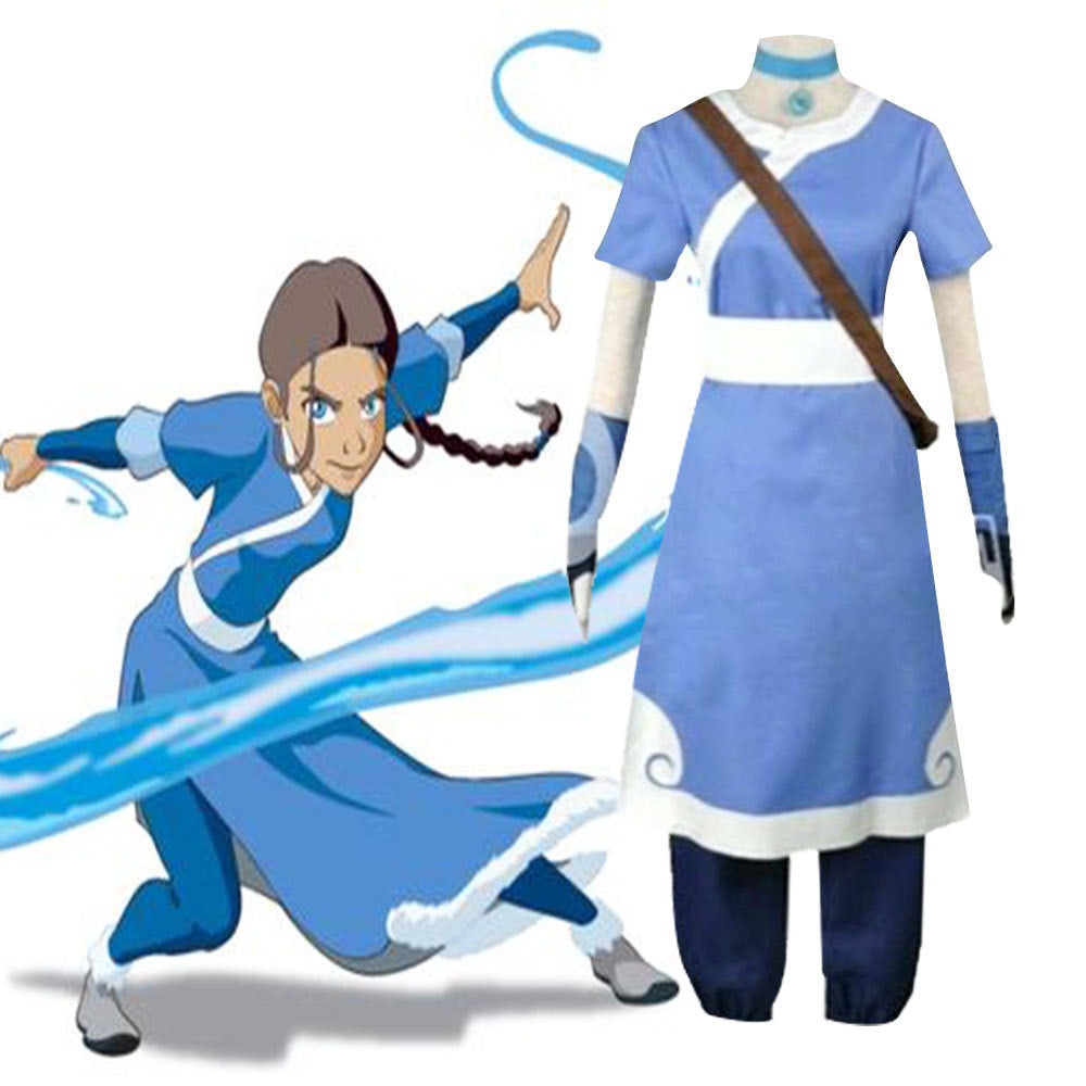 Anime Avatar The Last Airbender Katara Cosplay Costume for Women Halloween Party Fancy Suit Blue Dress Adult Hanfu Carnival Wear