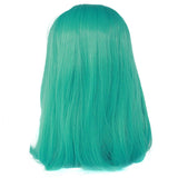 Anime Bulma Wig 45cm Medium Long Straight Synthetic Hair for Women Costume Party Wig Green Japanese Anime