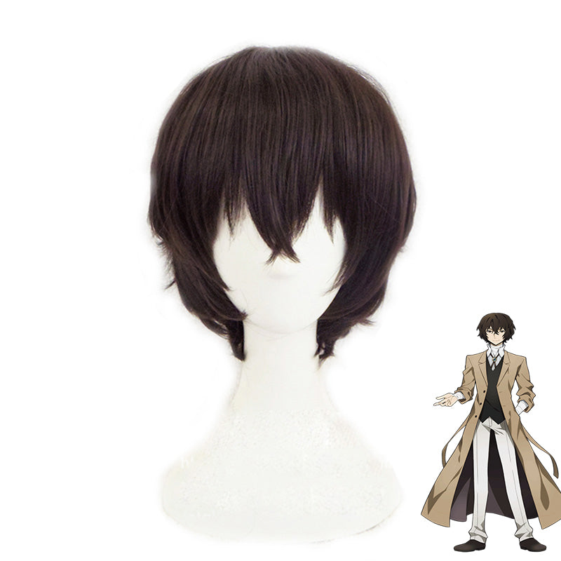 Anime Bungou Stray Dogs Dazai Osamu Cosplay Props Short Curly Wig Heat-Resistant Fiber Hair + Wig Cap Halloween Carnival Party
