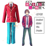 Anime Classroom of The Elite 2nd Season Ayanokouji Kiyotaka Cosplay Costume Wig Red Jacket High School Uniform Outfit Men Party