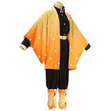 Anime Demon Slayer Kimetsu no Yaiba Agatsuma Zenitsu Kimono Halloween Clothes Cosplay Costume