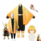 Anime Demon Slayer Kimetsu no Yaiba Agatsuma Zenitsu Kimono Halloween Clothes Cosplay Costume