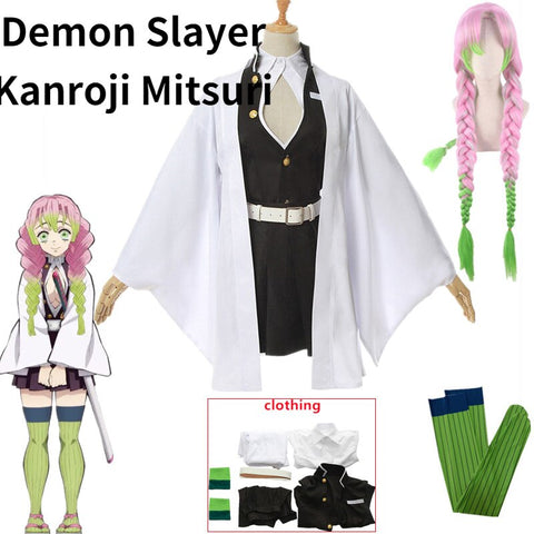 Anime Demon Slayer Kimetsu no Yaiba Mitsuri Kanroji Cosplay Costume Kisatsutai Sexy Women Kimono Uniform Halloween clothes
