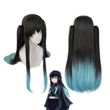 Anime Demon Slayer Kimetsu no Yaiba Tokitou Muichirou Ponytails Wigs Heat Resistant Cosplay Wig + Wig Cap