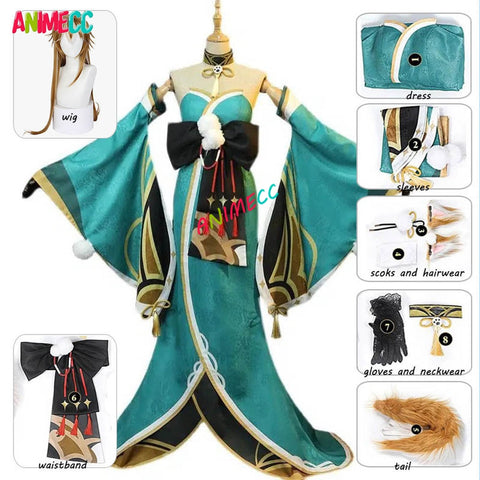 Anime Game Genshin Impact Gorou Geo Bow Ivitation Miss Hina Uniform Party Dress Cosplay Costume Halloween Men Women Carnival Cos