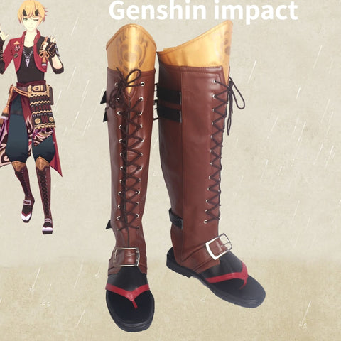 Anime Game Genshin Impact Thoma Goro cosplay shoes Custom Cosplay boots 35-45 Size Unisex Cosplay Boots Shoes