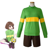 Anime Game Undertale Frisk Chara Cosplay Costume Andertail Sweatshirts High Collar Long Sleeve Clothing Shorts Knife Necklace