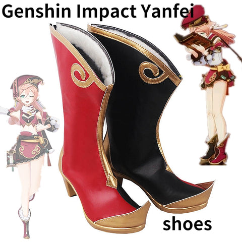 Anime Genshin Impact Yanfei cosplay shoes Aestheticism Uniform Yan Fei Cosplay Costume Halloween Party Outfit For Women 2022 NEW