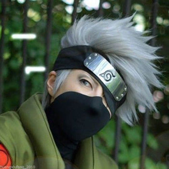 Anime Hatake Kakashi Cosplay Wig Silver White Short Heat Resistant Sythentic Hair Wigs + Headband + Mask