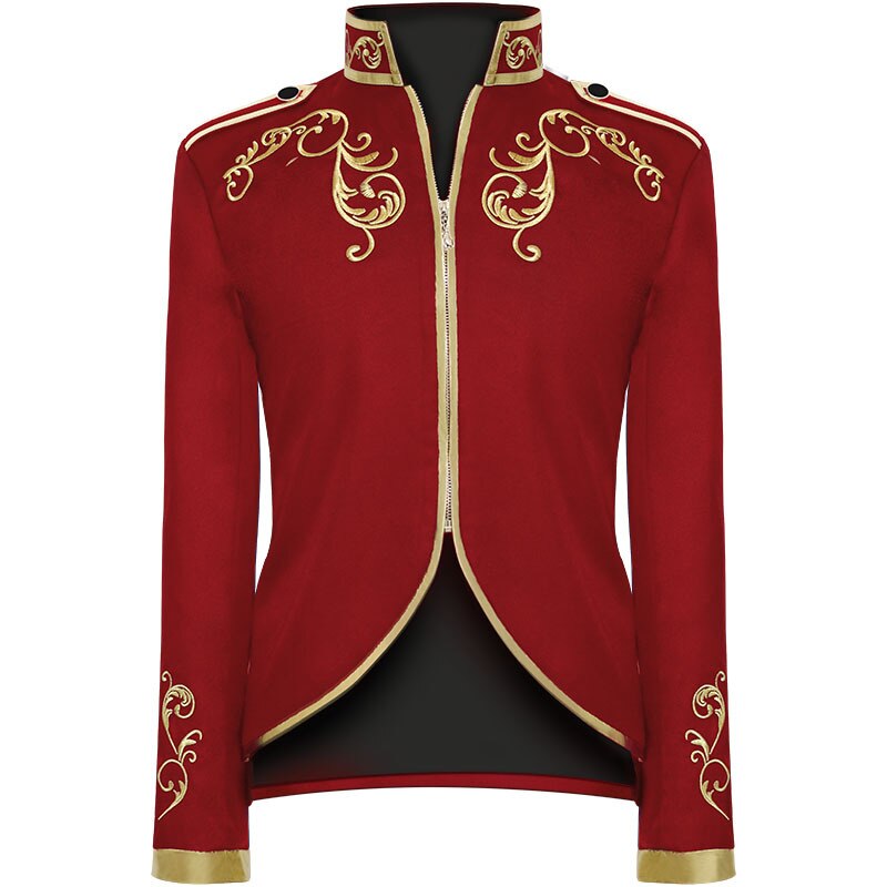 Anime Medieval Cosplay Golden Embroidery King Prince Renaissance Halloween Costumes Jacket Outwear Suit Red Black Blue White