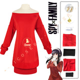 Anime Spy×Family Yor Forger Cosplay Costume Red Skirt Necklace Wig Yor Briar Daily Dress Outfit Earrings Headwear Stockings Set