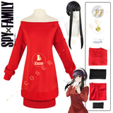 Anime Spy×Family Yor Forger Cosplay Costume Red Skirt Necklace Wig Yor Briar Daily Dress Outfit Earrings Headwear Stockings Set