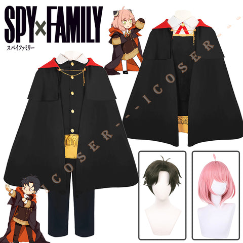 Anime Spy X Family Anya Forger Damian Desmond Cosplay Costumes School Uniform Cloak Wig Black Dress Pants Imperial Scholar Cape